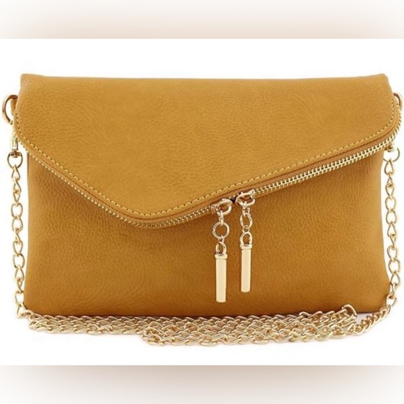 Handbags - Mustard Crossbody with Wrislet Accessory